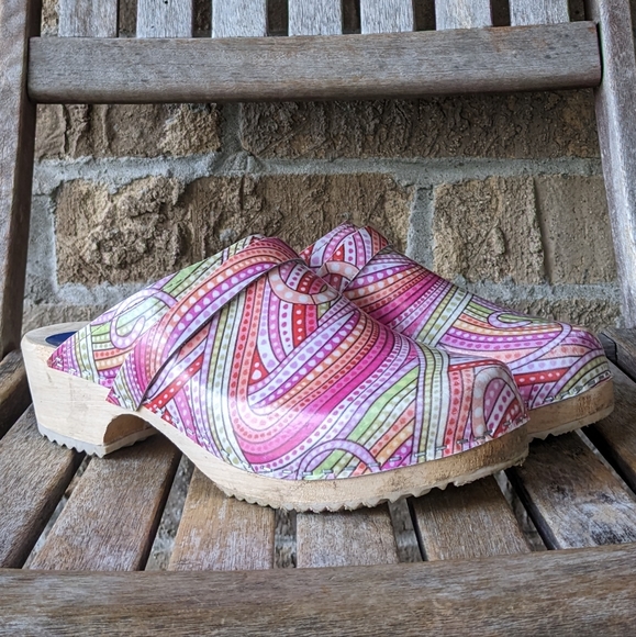 Cape Clogs Shoes Cape Clogs Pastel Funky Swirl Wooden Clogs Size 4 Us Womens 1 Poshmark